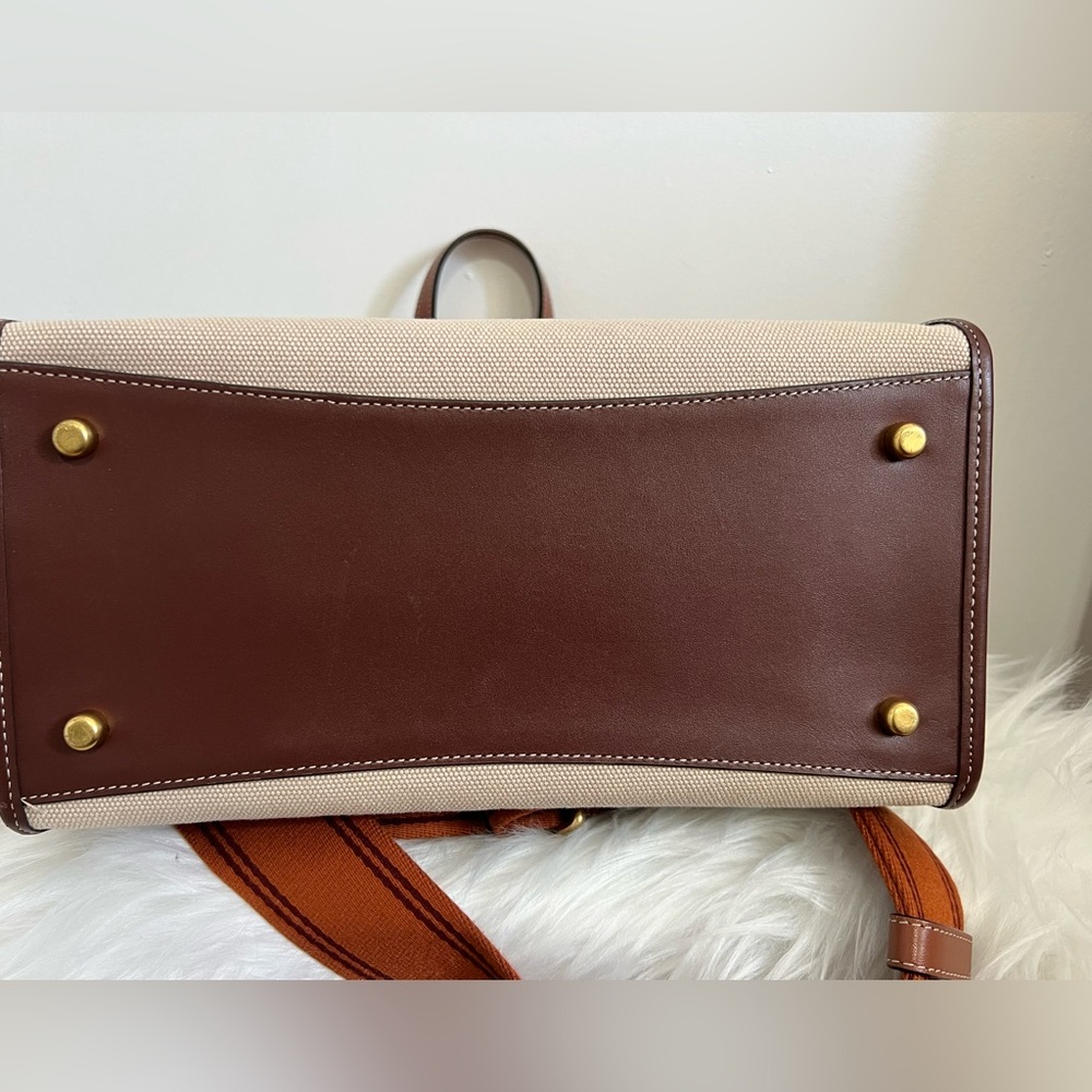 Coach Canvas Tote with Brown Leather Trim - Picture 5 of 16